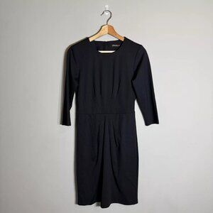 J. McLaughlin 3/4 Sleeve Fitted Knee Length Dress Women's XS Black Career Formal